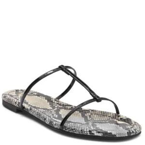 Reformation Teagan Snakeskin Sandals -Black/Cream Size 10.5